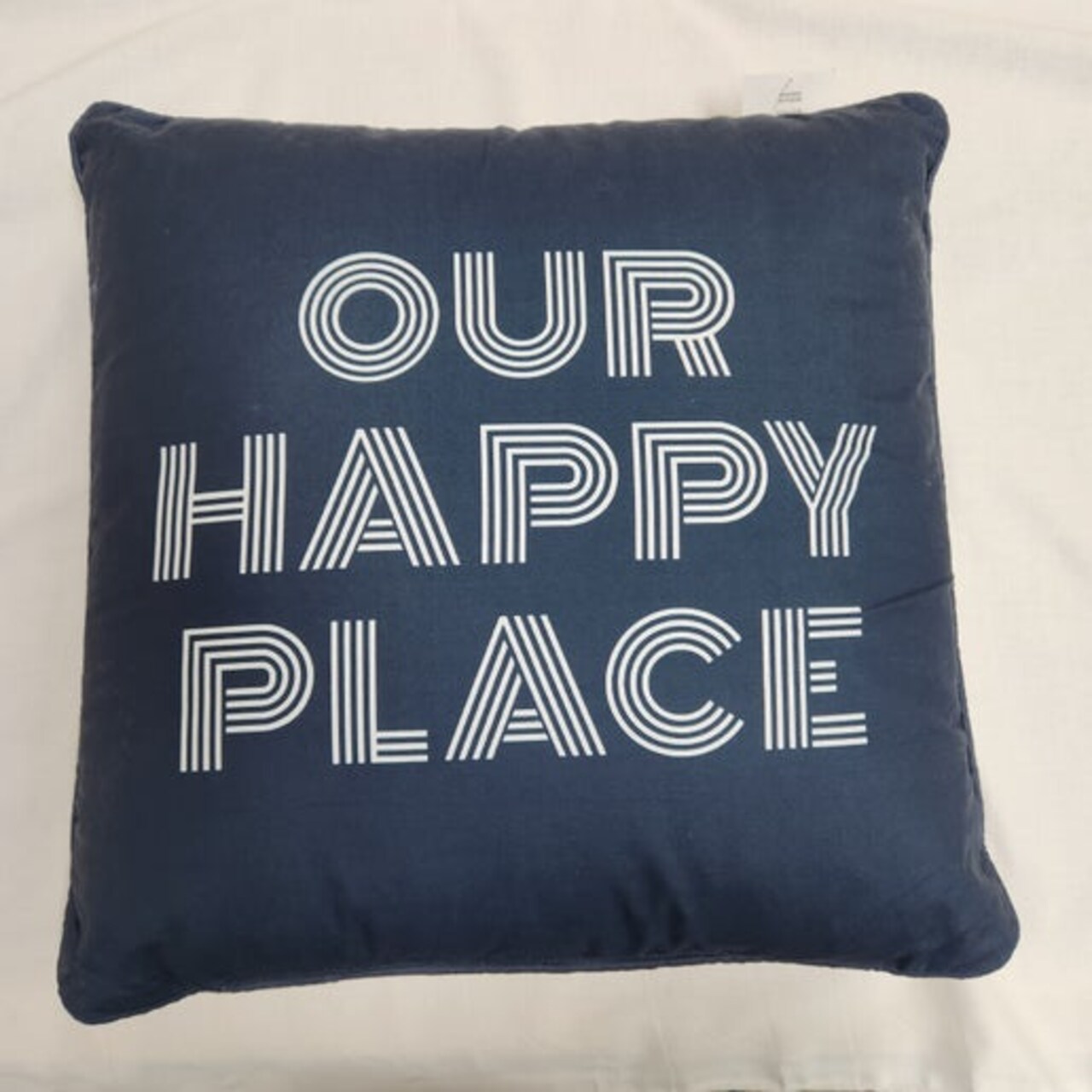 Place & Time Double Sided Pillow - "Our Happy Place" 18" x 18"